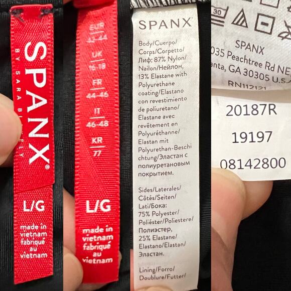 SPANX Women's Black Faux Leather Side Stripe Pull On Leggings‎ Size Large - Picture 12 of 12